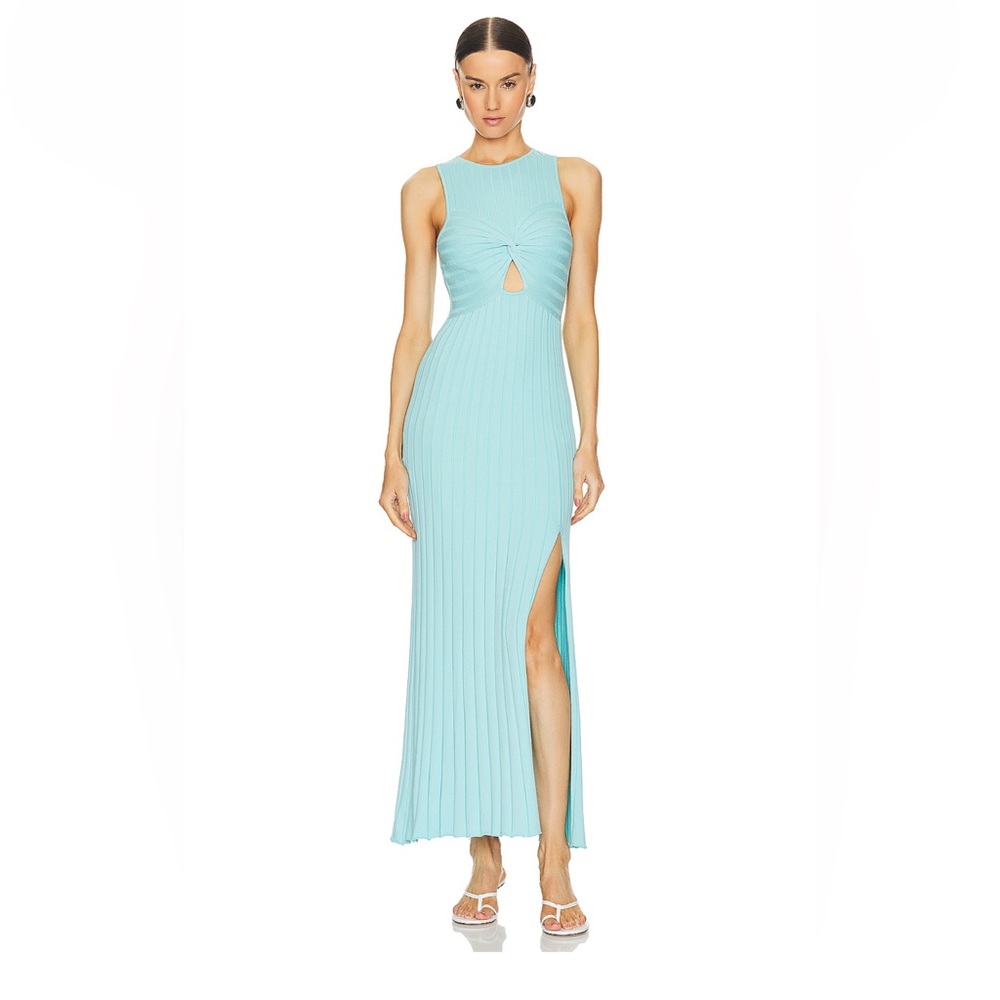 NWOT. Revolve Sovere Restless Knit Midi Dress in Aqua in small